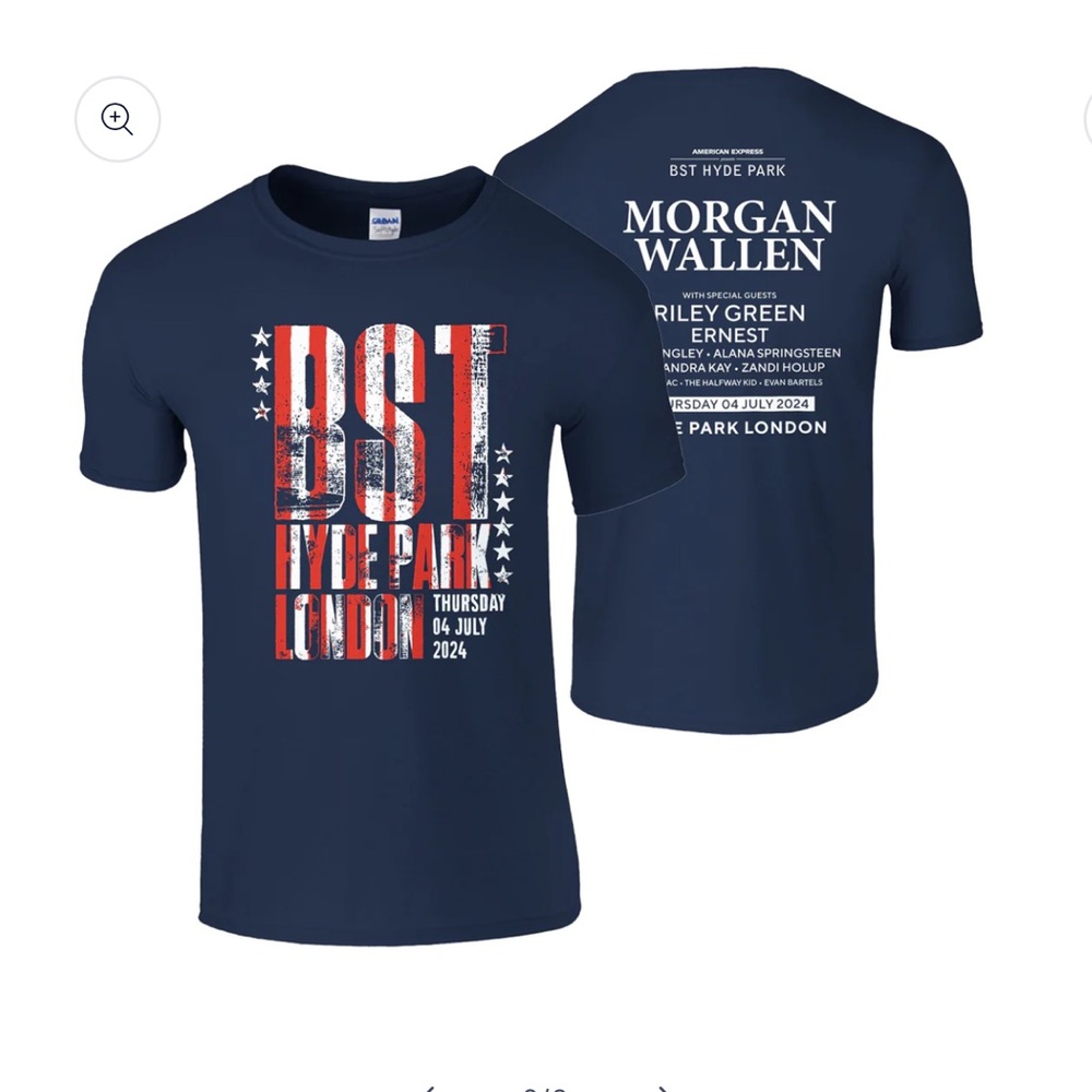 Morgan Wallen BST Hyde park tour concert London  Navy Graphic T-Shirt